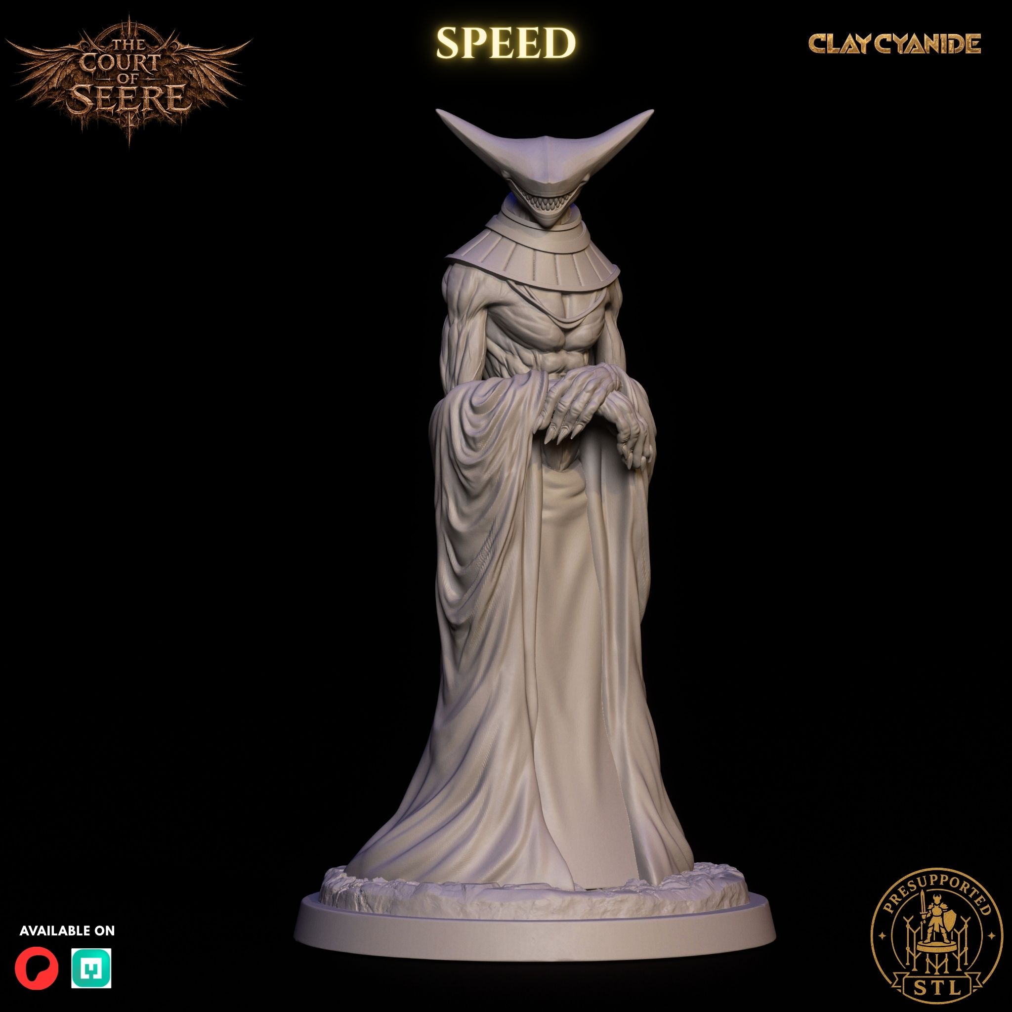 Speed — gray studio render, print-ready detail